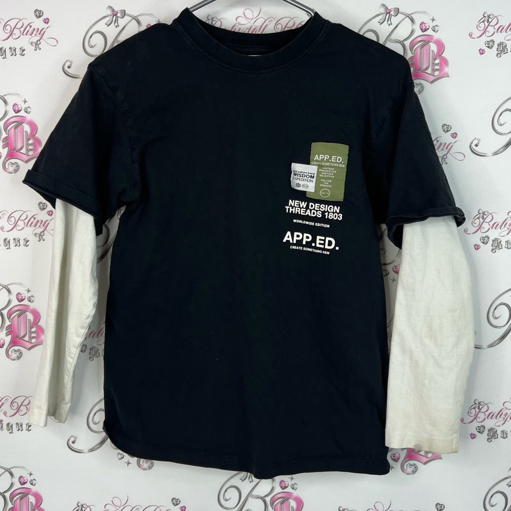 Zara long sleeve Kids Black and White Layered Shirt graphic